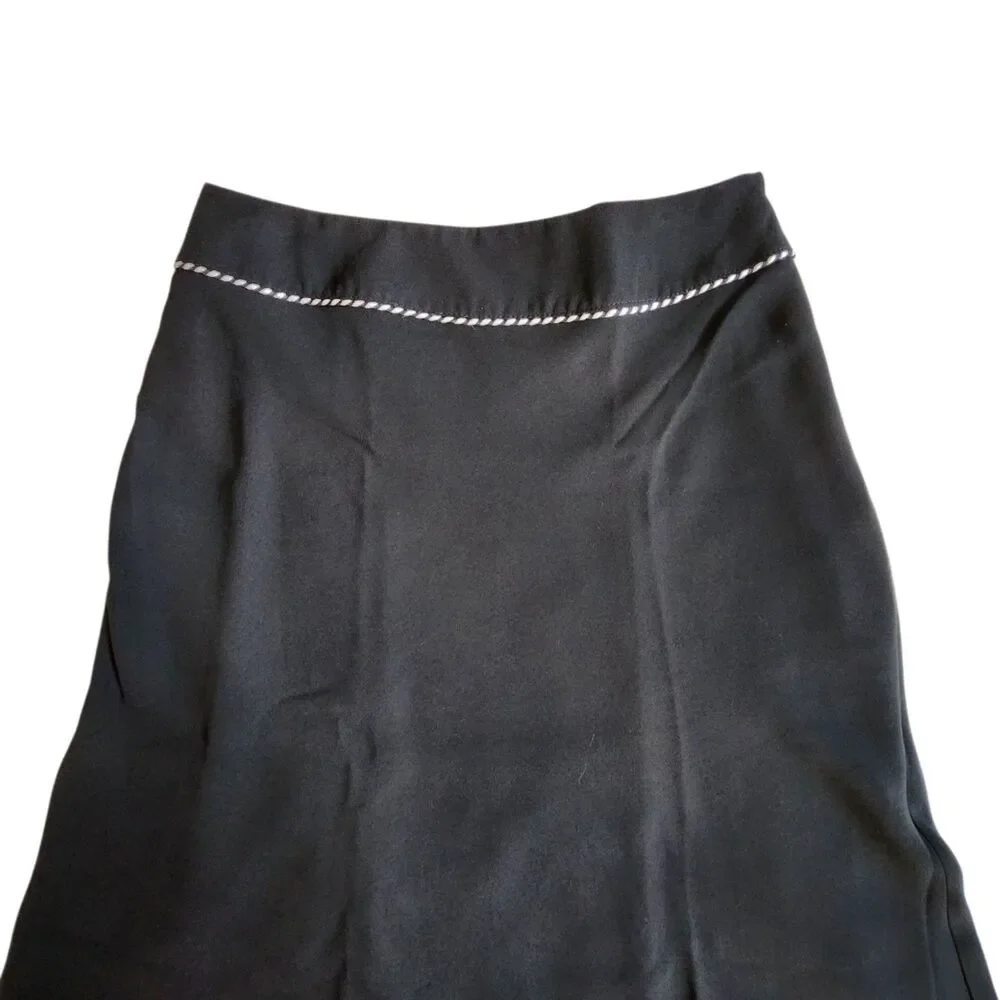 Michele Black with Purple and White Trim A-Line Skirt Sz 8 - Picture 3 of 11